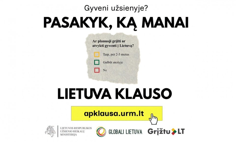 Kviečiame dalyvauti Lietuvos diasporos nuomonės apklausoje